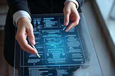 A legal professional reviewing digital compliance documents on a tablet